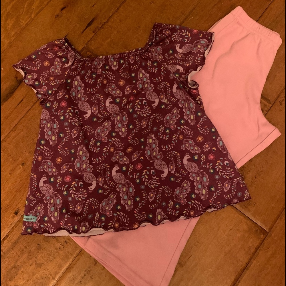 American Girl Pink and Purple Peacock Pajama Set